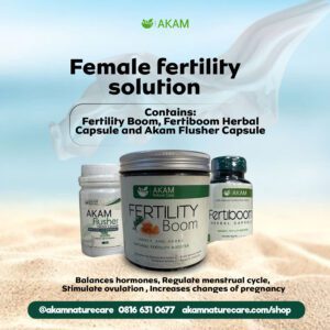 Image: Female Fertility Solution - 3 bottles of a herbal solution designed to support and enhance female fertility.