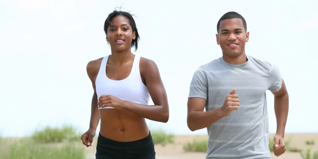 two people exercising outdoor